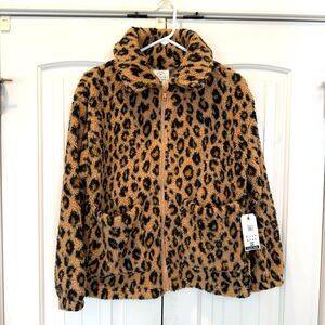 Women's BILLABONG 'Long Road' Leppard Print Faux Fur Jacket Size XS/6 - NWT